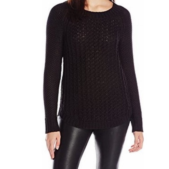 Calvin Klein Jeans Cable Knit Sweater Core Texture Mixed Crew Black Size XS - Picture 1 of 14